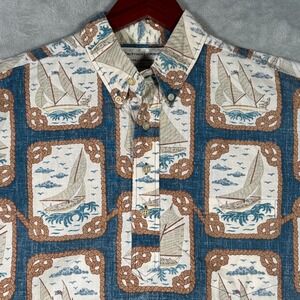 Reyn Spooner Shirt Mens M Dietrich Varez Sailboat Nautical Sail Knots Popover*‎